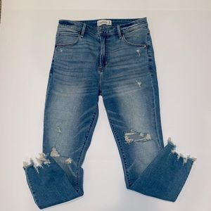 Abercrombie Women’s High Rise Super Skinny Ankle Distressed Skinny Jeans